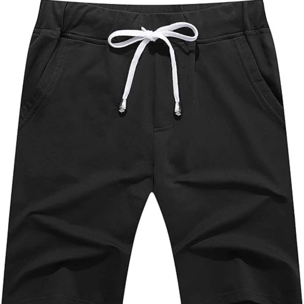 Janmid Men's Casual Shorts Elastic Jogger Gym Active Pocket Shorts in Black NWT